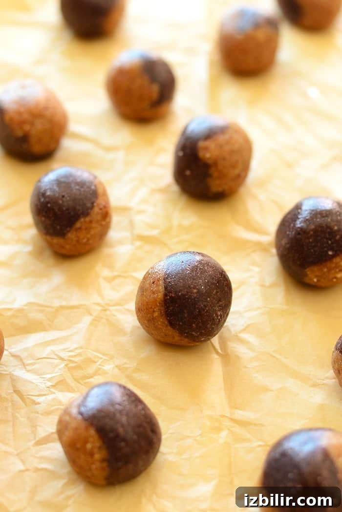 Peanut Butter and Jelly Swirl Energy Balls 3 Close-up of peanut butter and jelly inspired energy balls.