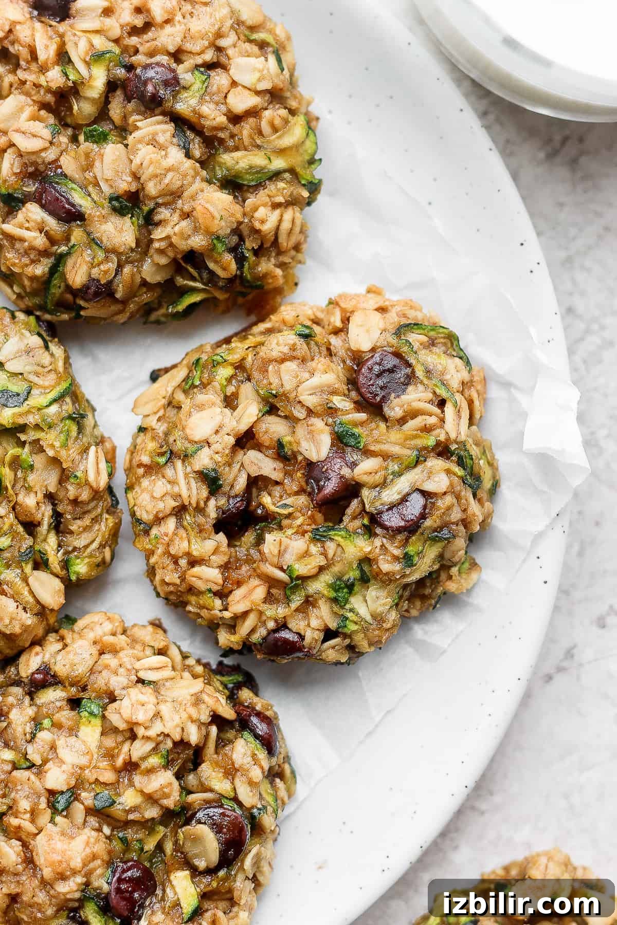 zucchini cookies on plate.