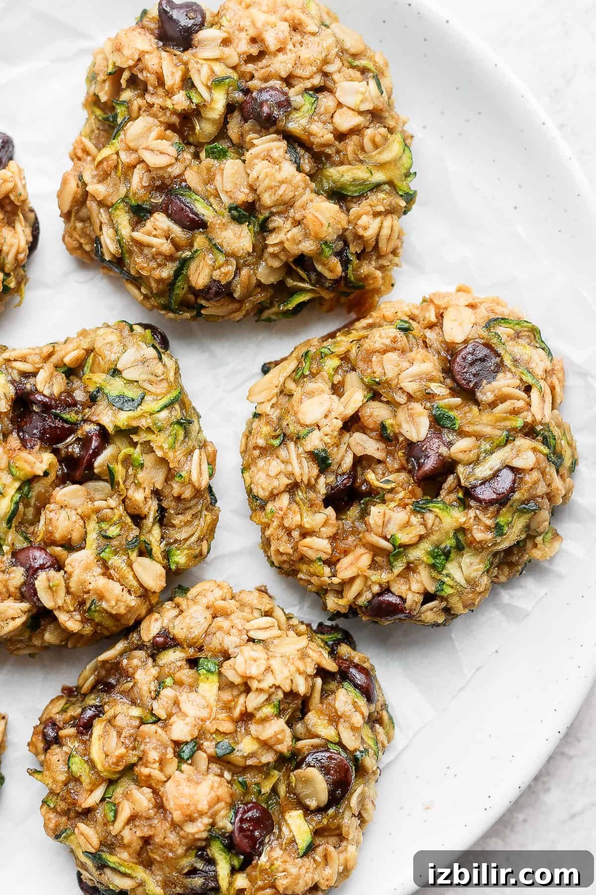 zucchini oatmeal cookies on plate.