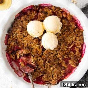 plum crisp in baking dish