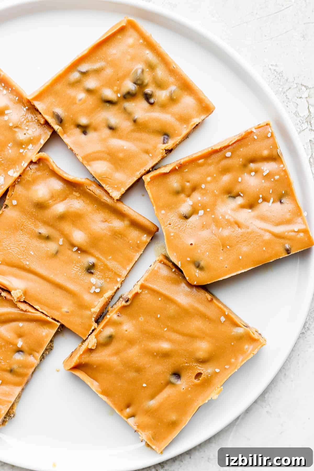 Cookie Dough Freezer Fudge Square slices of cookie dough freezer fudge on a plate