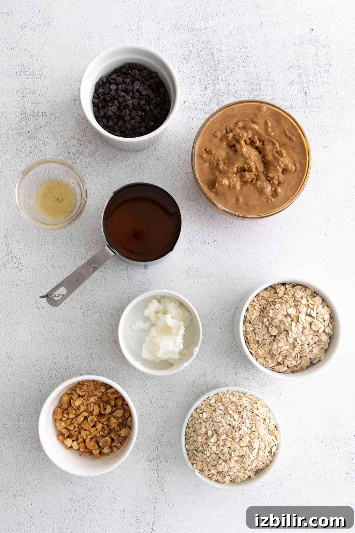 Ingredients for homemade granola bars ingredients on countertop