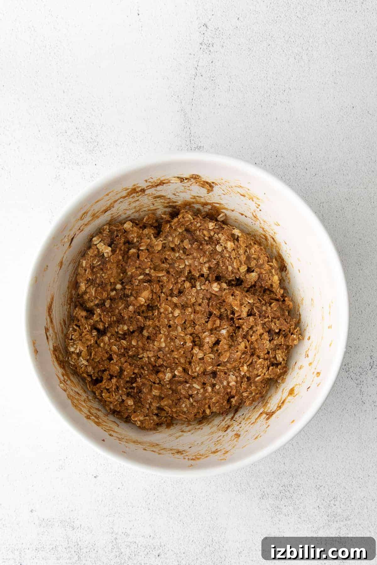 Granola bar mixture in a bowl granola bar mixture in bowl