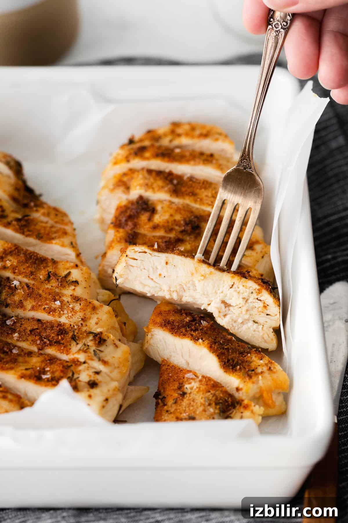 Juicy air fryer chicken ready to serve juicy air fryer chicken in dish