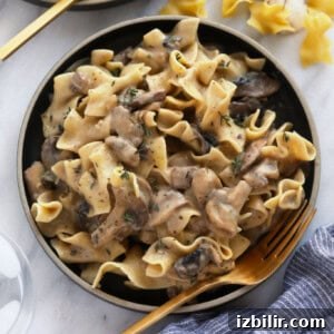 Creamy Slow Cooker Beef Stroganoff 2 stroganoff on plate