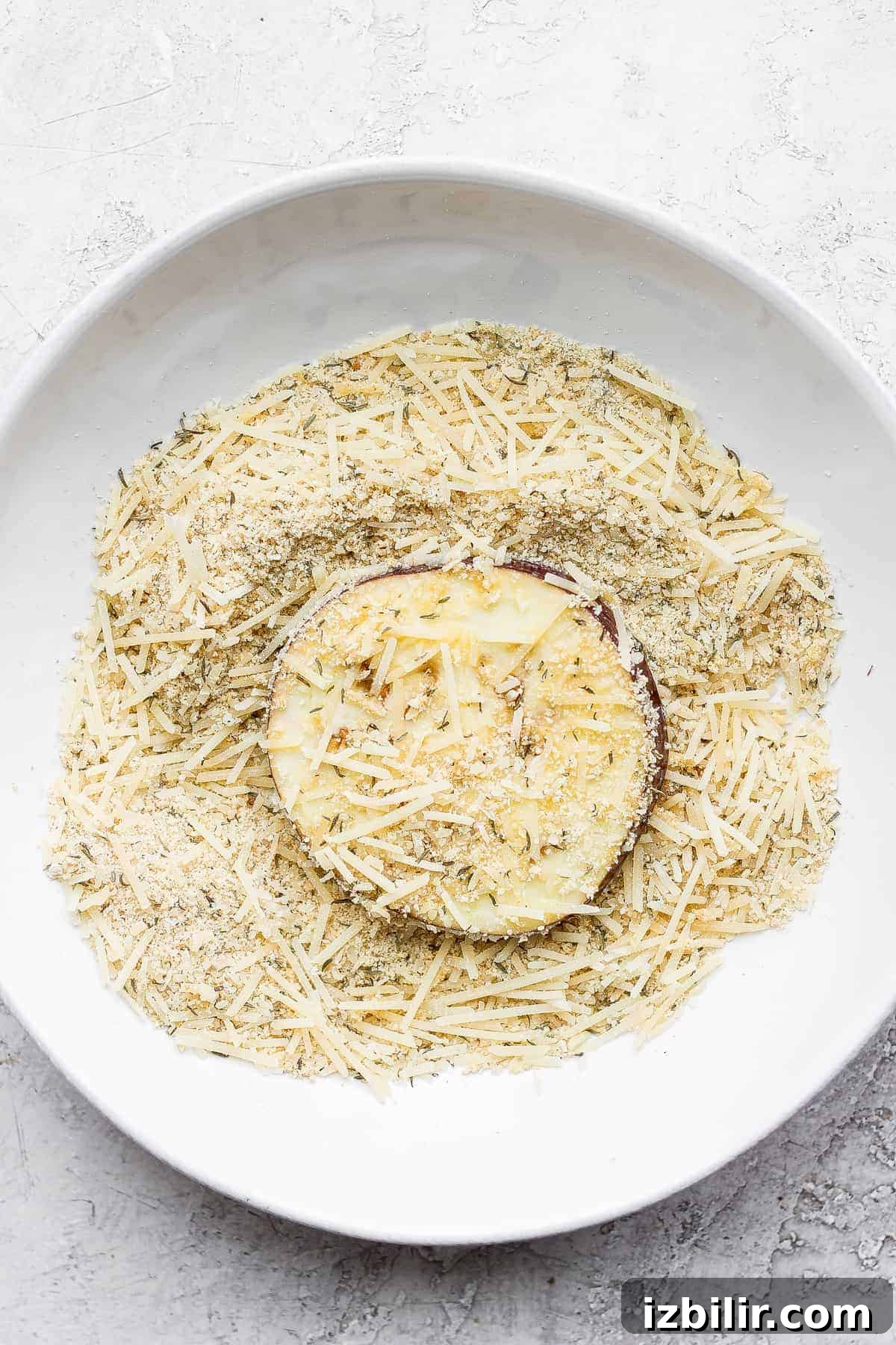 Crispy Baked Eggplant Parmesan Recipe 6 Eggplant round in a breadcrumb mixture.
