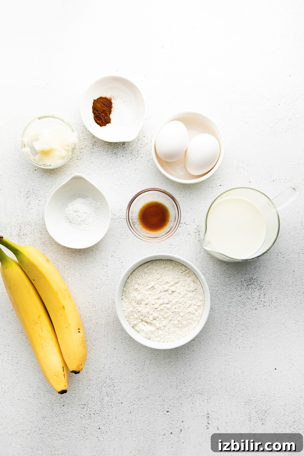 banana pancakes ingredients on counter