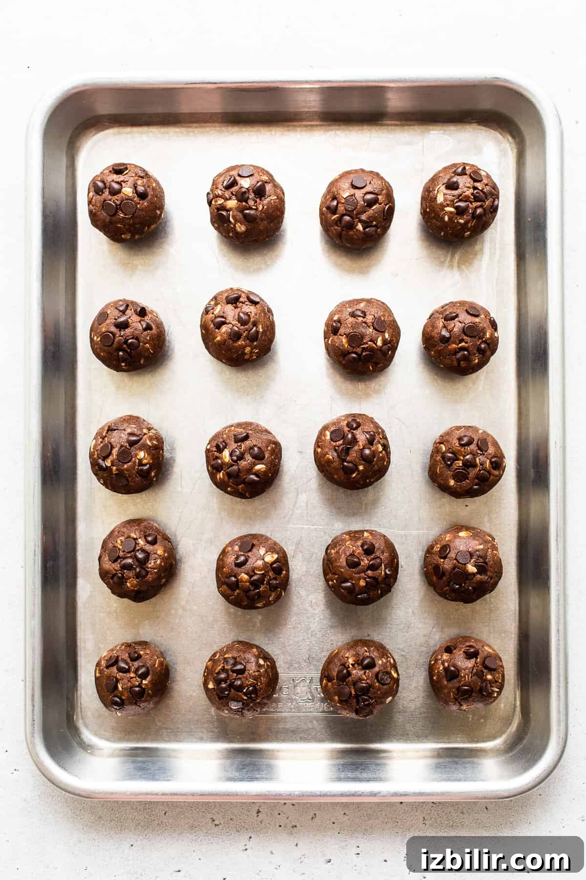 Protein balls on baking sheet protein balls on baking sheet.