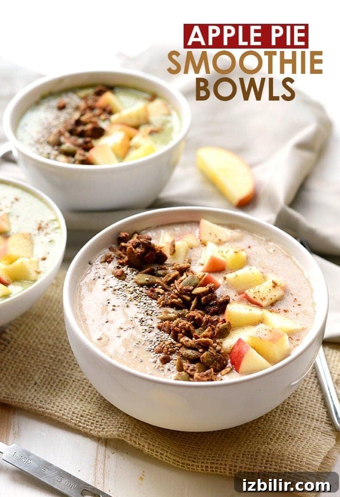 Apple pie smoothie bowl with toppings apple pie smoothie bowl with toppings