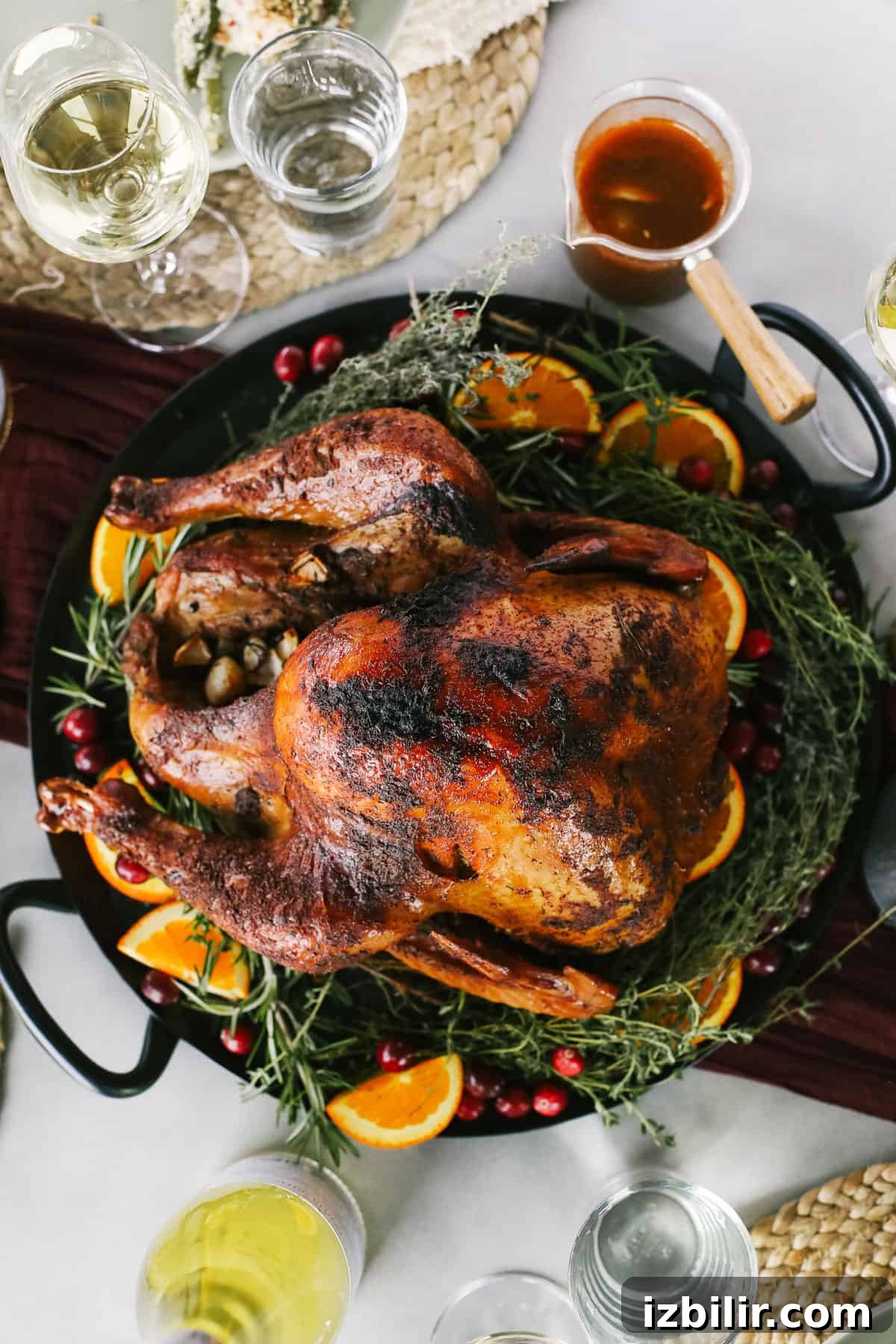 Smoked turkey on a platter.