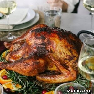 Smoked turkey on a platter.