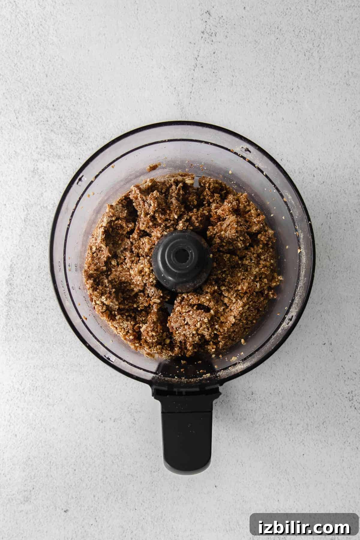 No-Bake Pecan Pie Energy Balls Recipe 4 Pecan pie energy balls dough in a food processor.