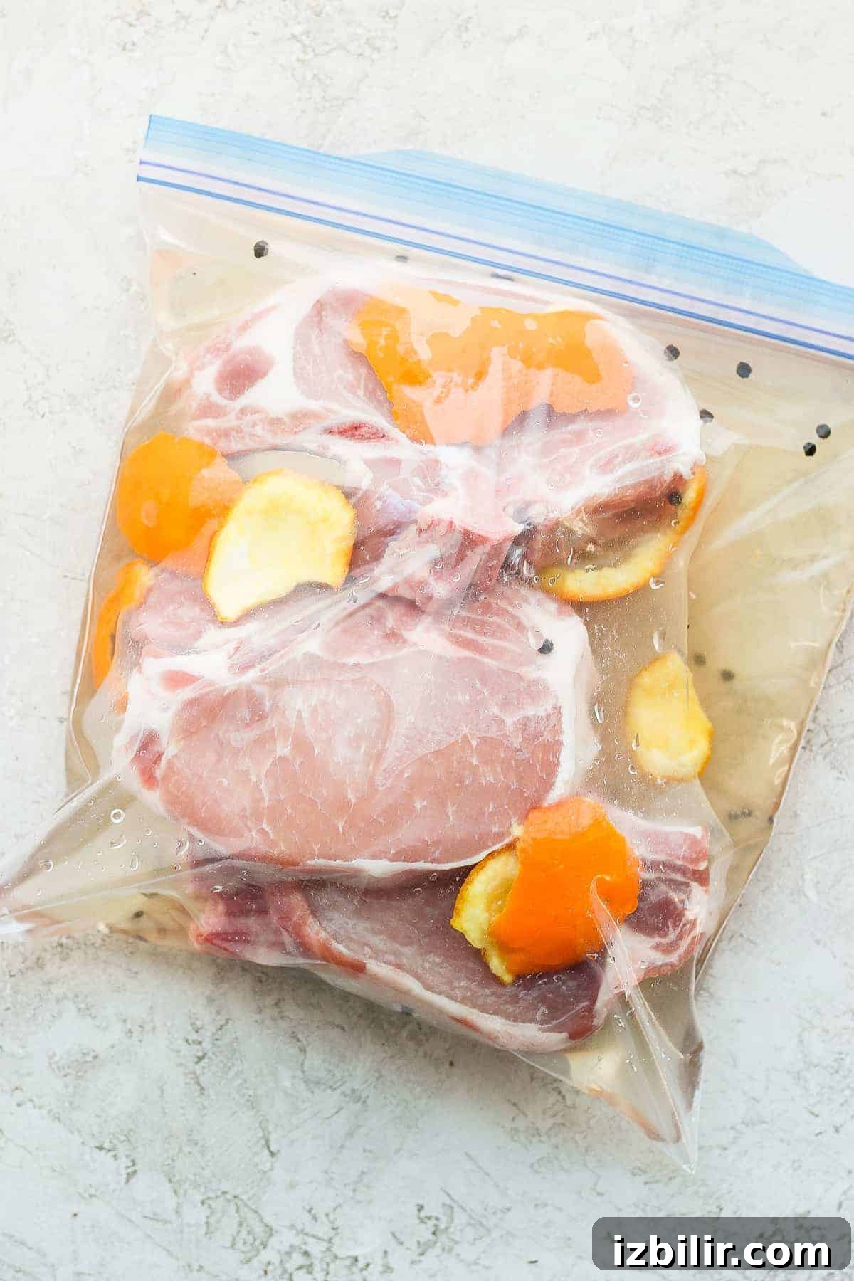 pork chops brining in bag