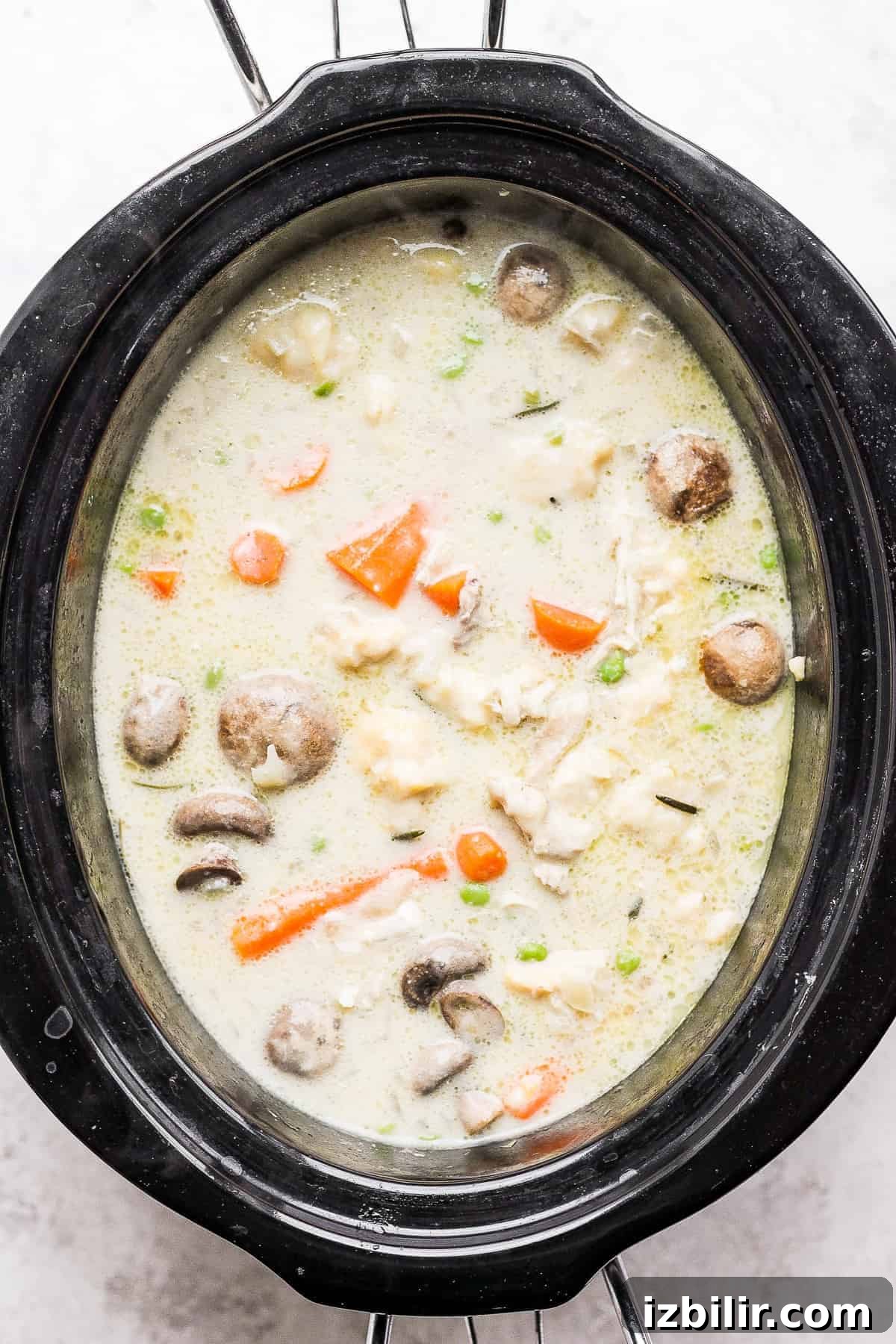 Homestyle Slow Cooker Chicken and Dumplings Recipe 8 Slow cooker chicken and dumplings in a slow cooker.