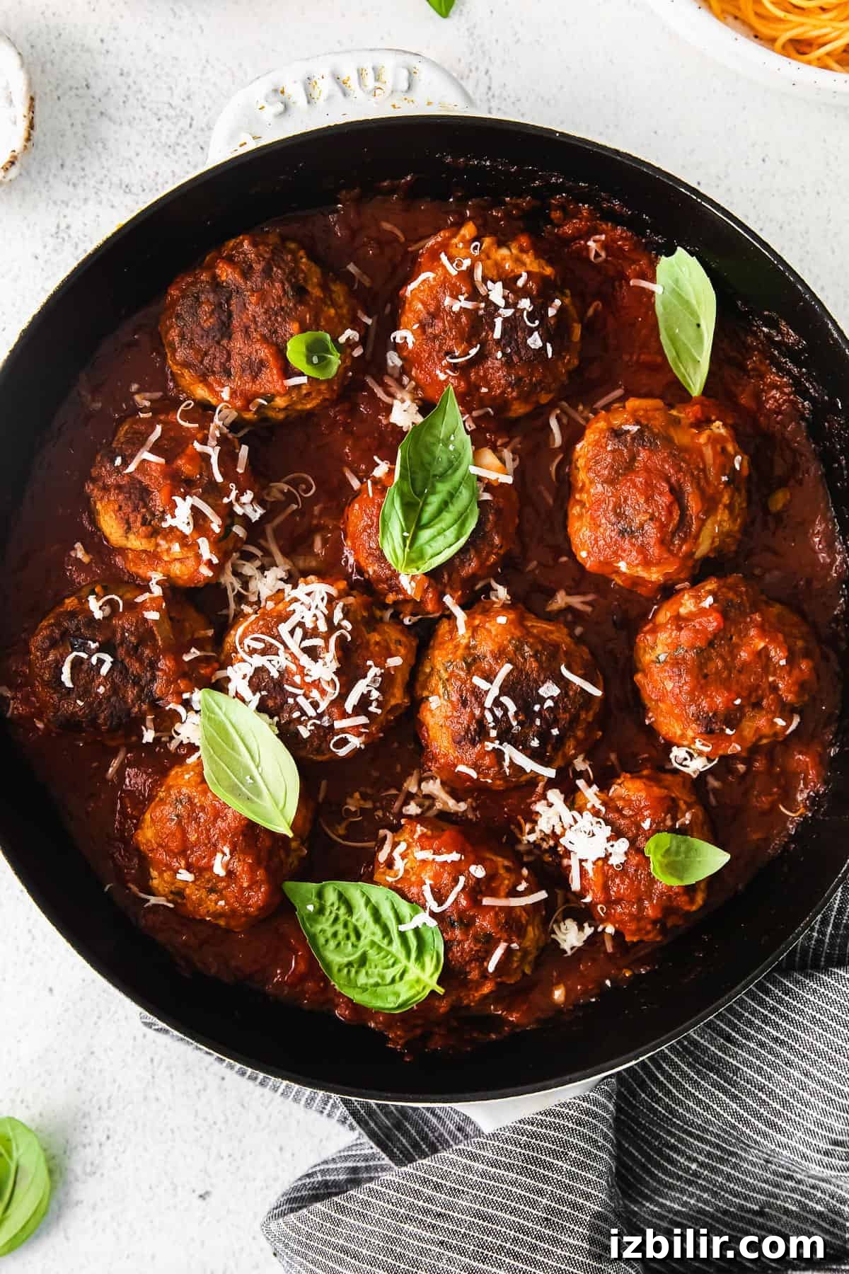 Ground Turkey Meatballs: Juicy, Flavorful Recipe 2 A skillet of turkey meatballs