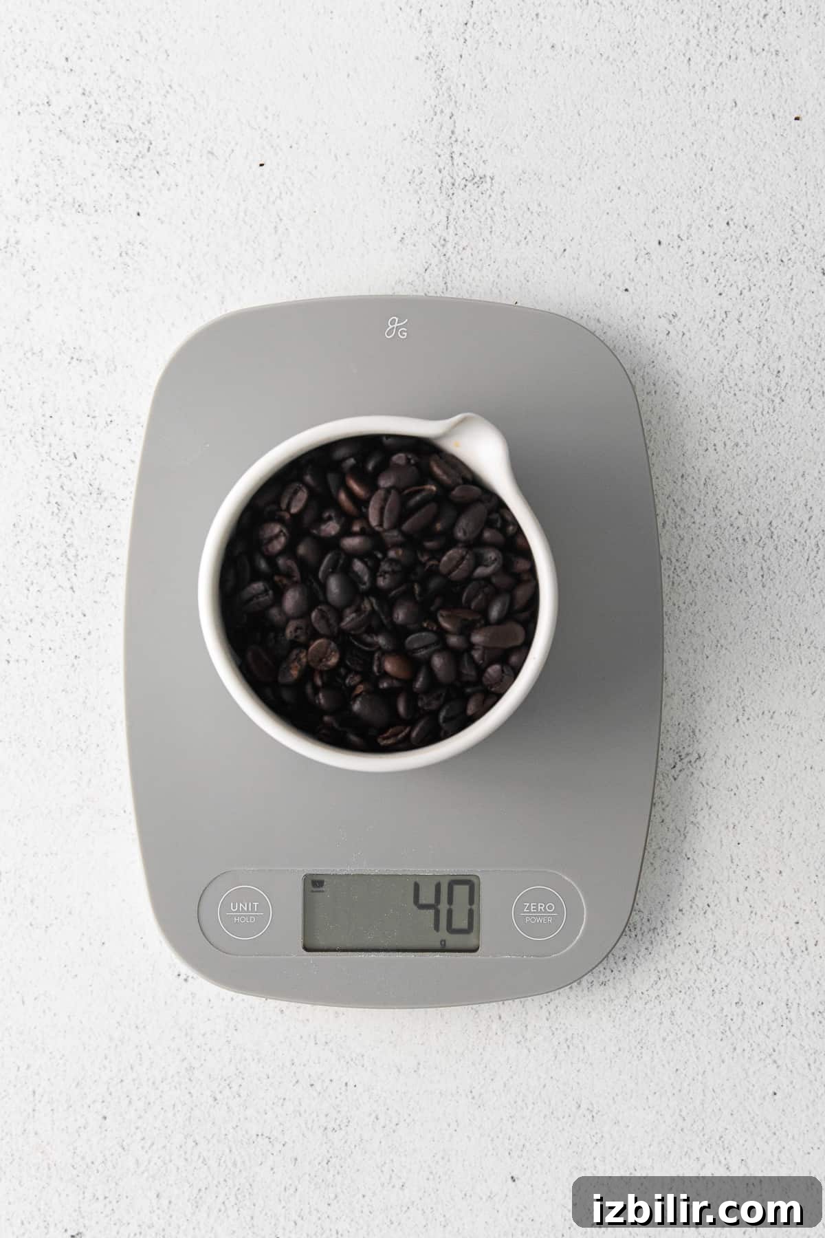 measuring coffee beans