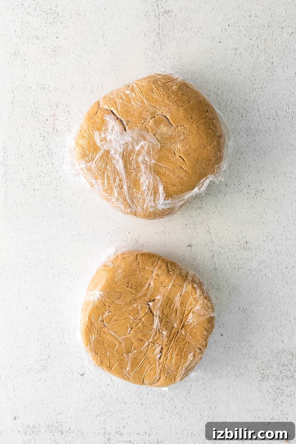 Chilled dough discs cookie dough wrapped in plastic