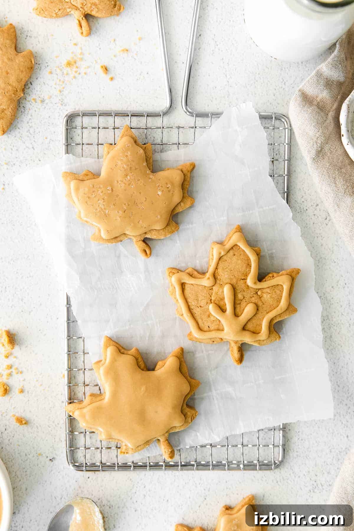 Frosted maple sugar cookies maple cookies on wire rack