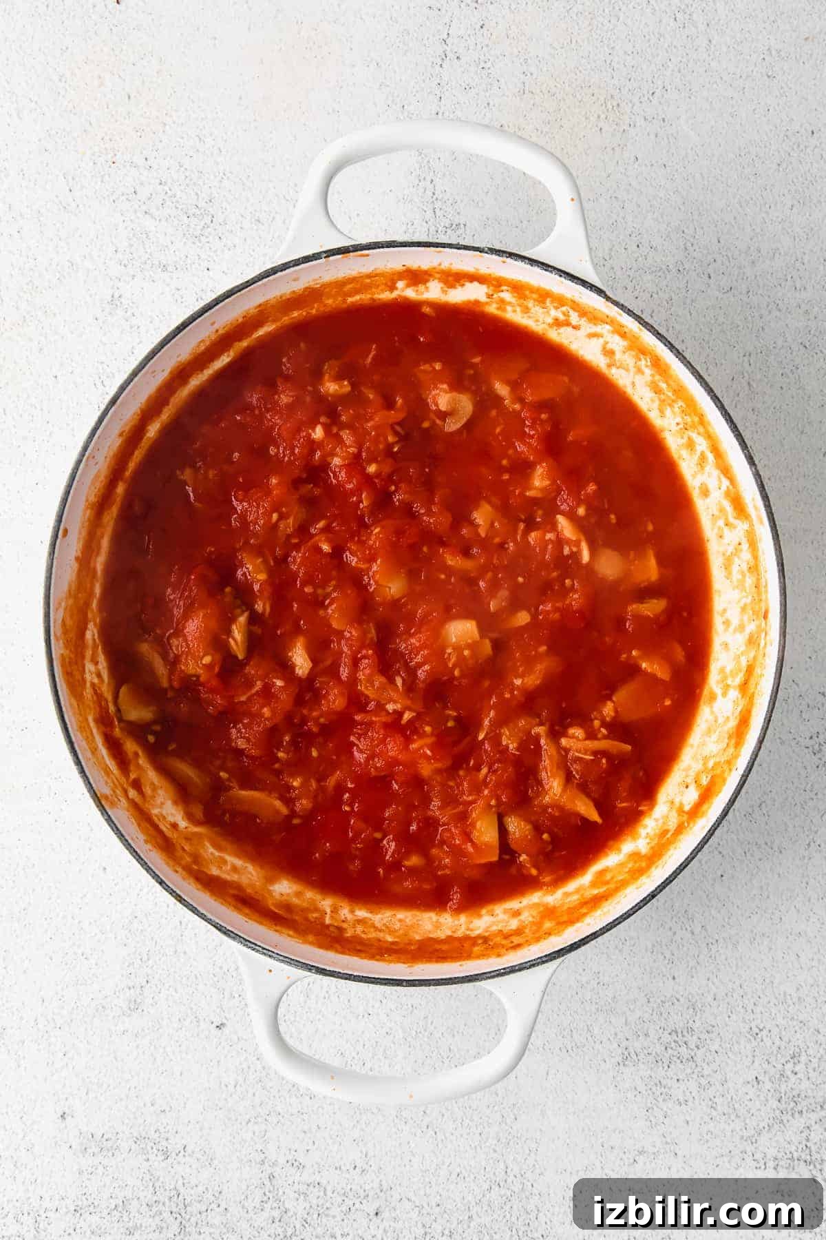 pasta sauce in Dutch oven