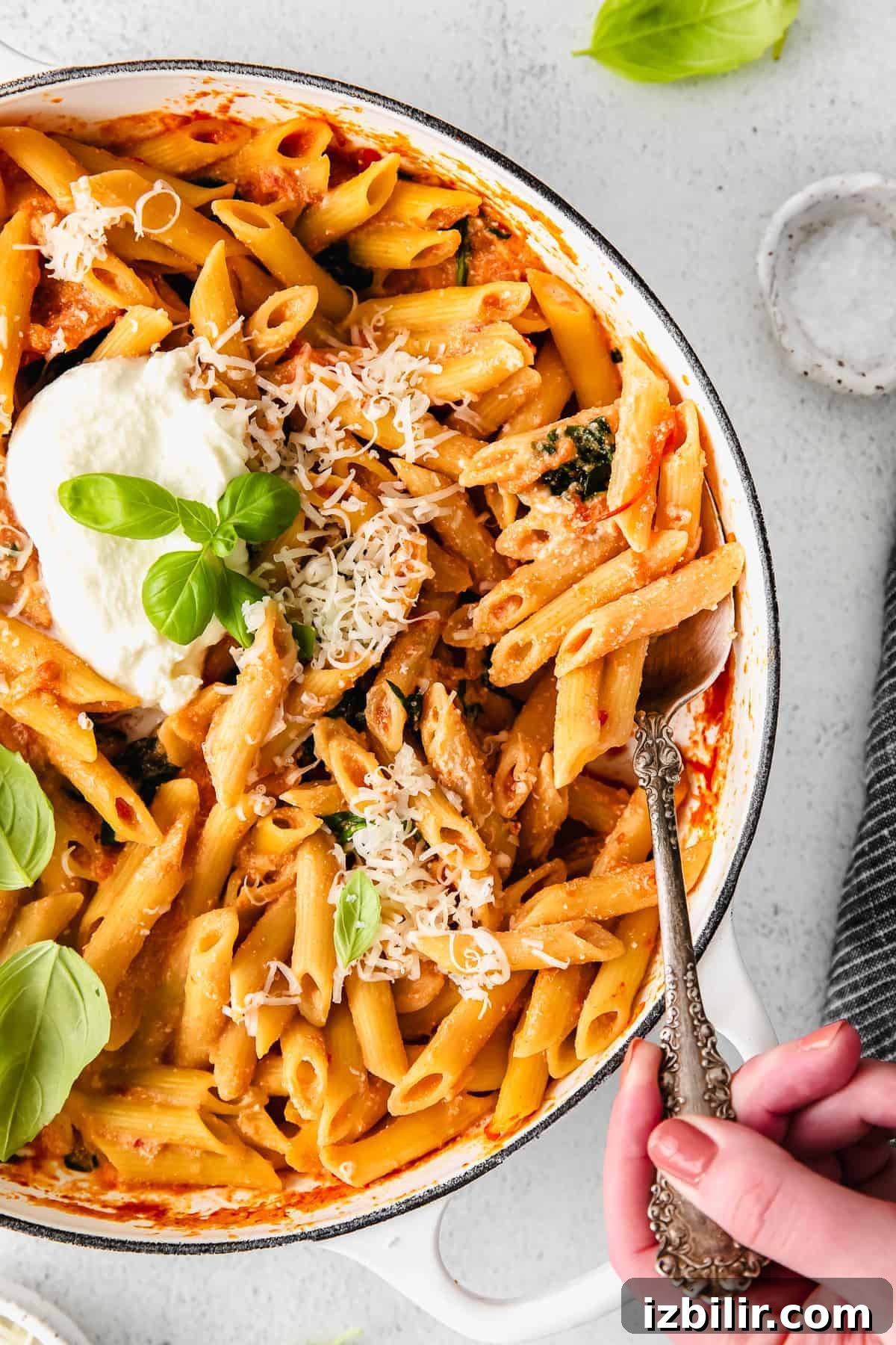 serving pasta out of Dutch oven