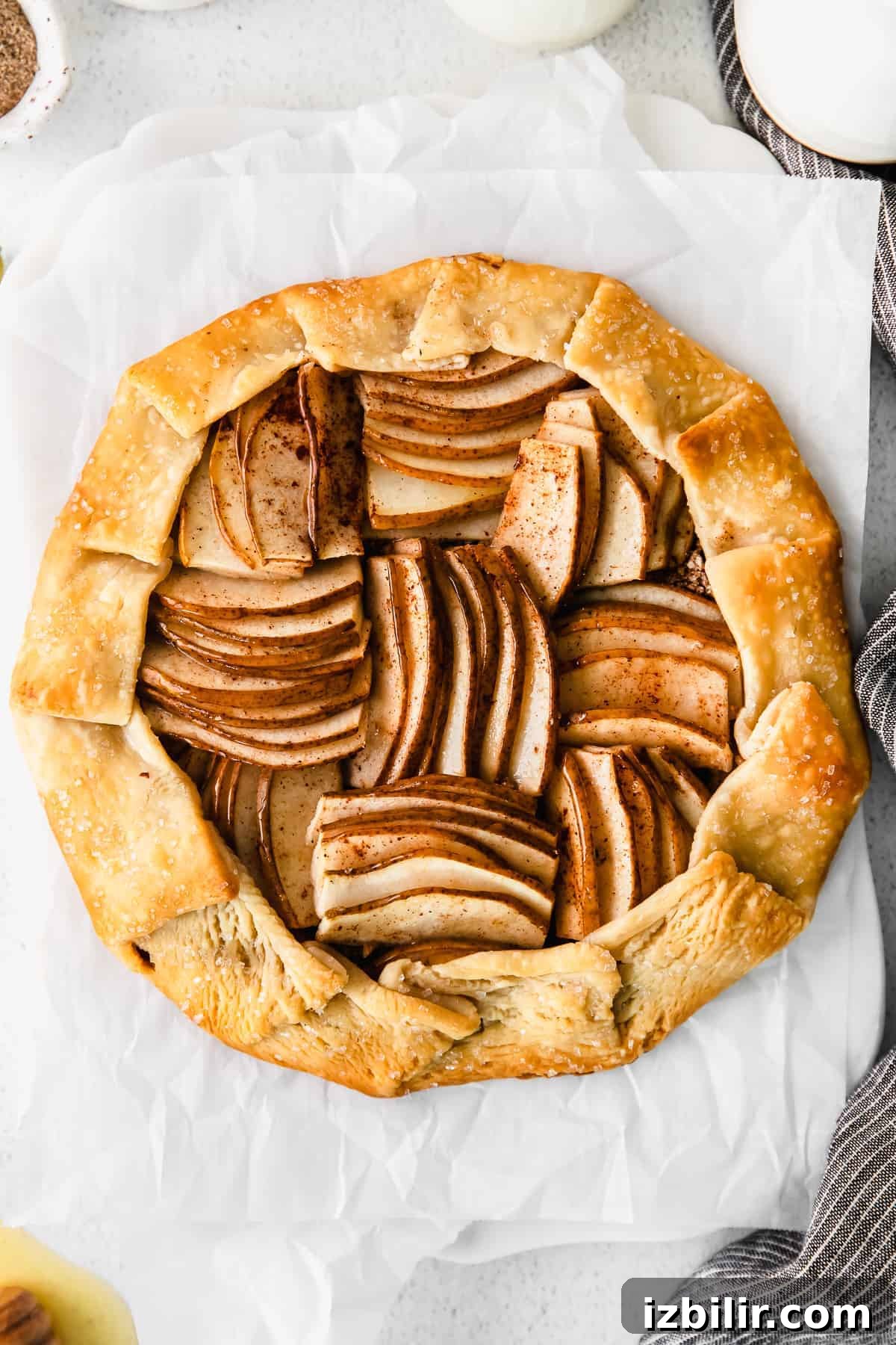Rustic Honey Pear Galette Recipe 2 A baked pear galette.
