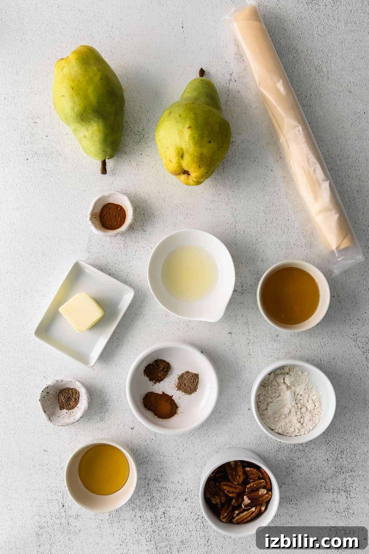 Rustic Honey Pear Galette Recipe 3 Honey pear galette ingredients.