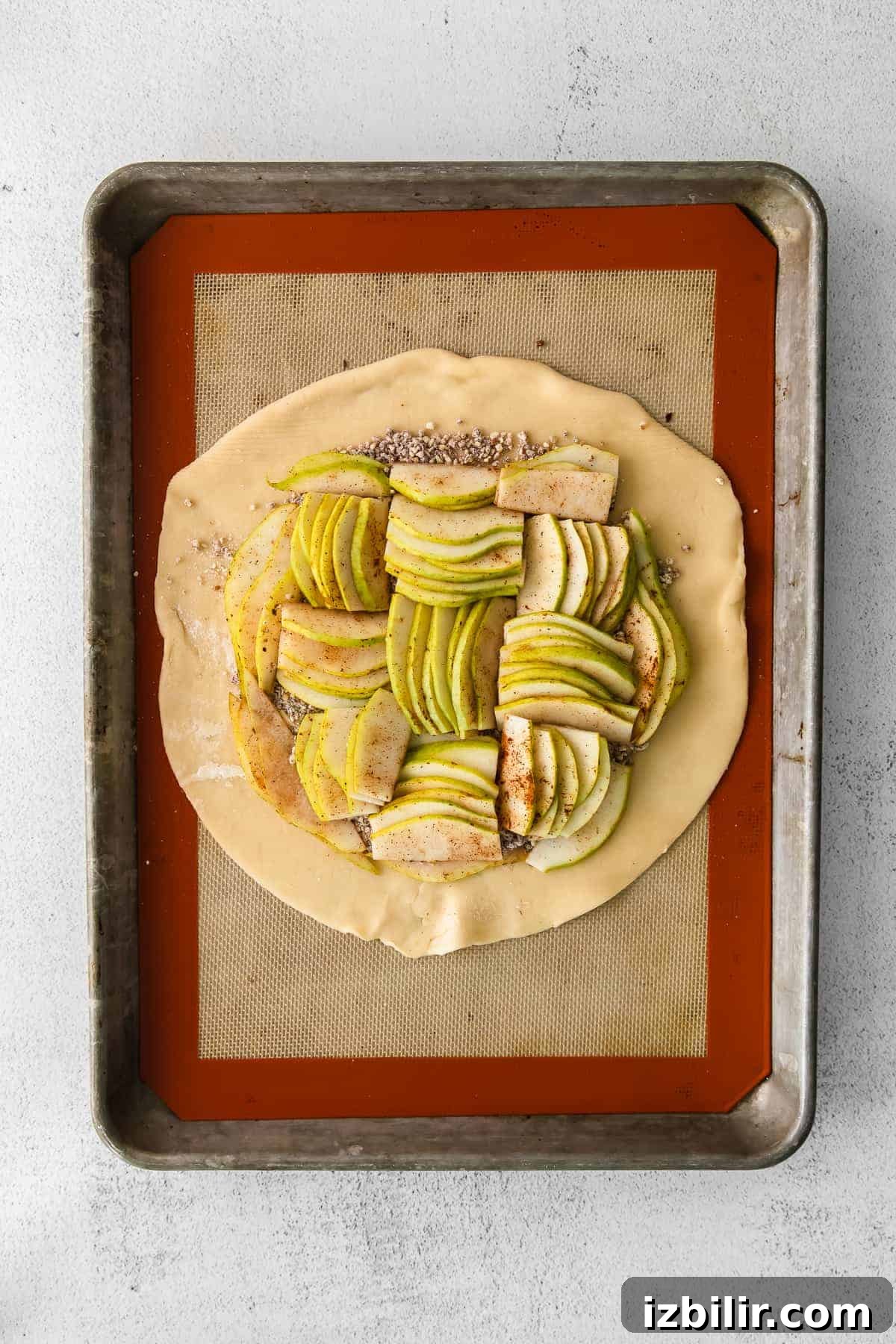 Rustic Honey Pear Galette Recipe 6 Pears in the middle of a pie crust.