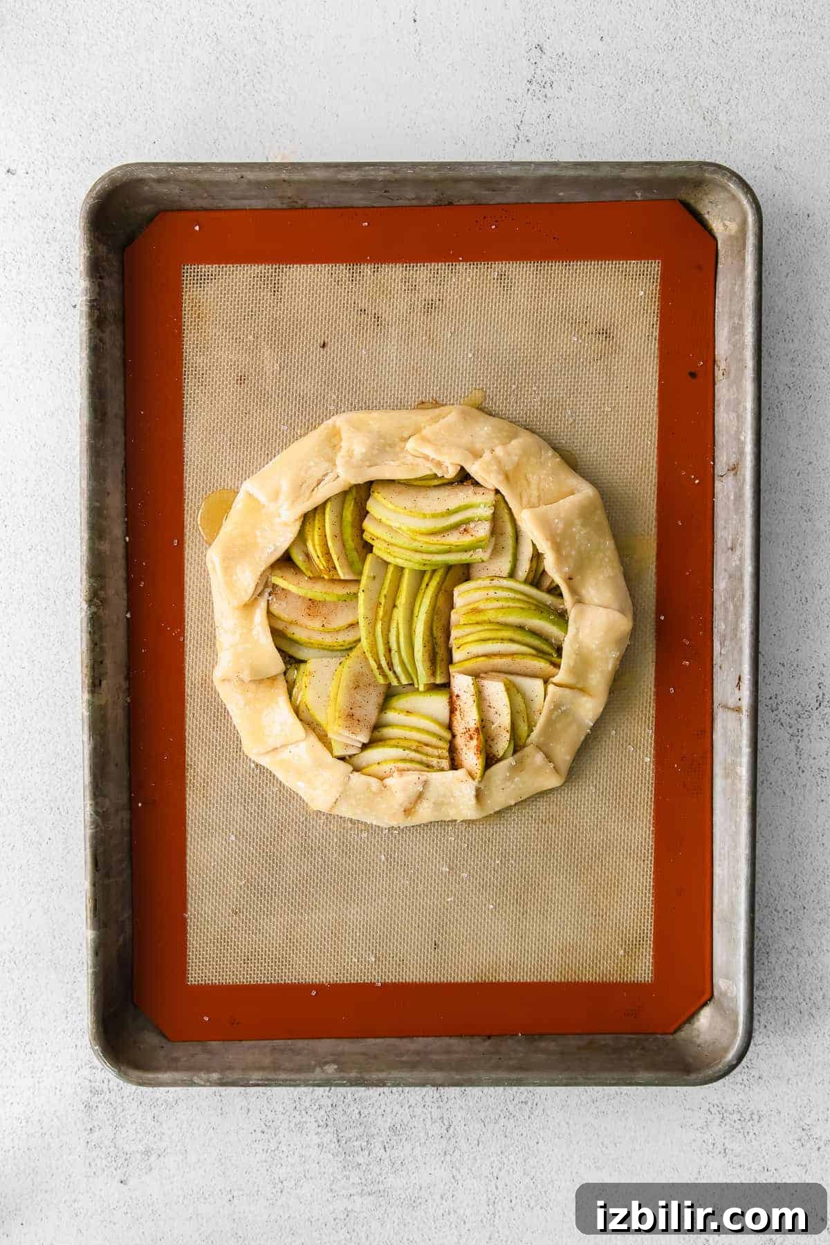 Rustic Honey Pear Galette Recipe 7 Pears in the middle of a pie crust.