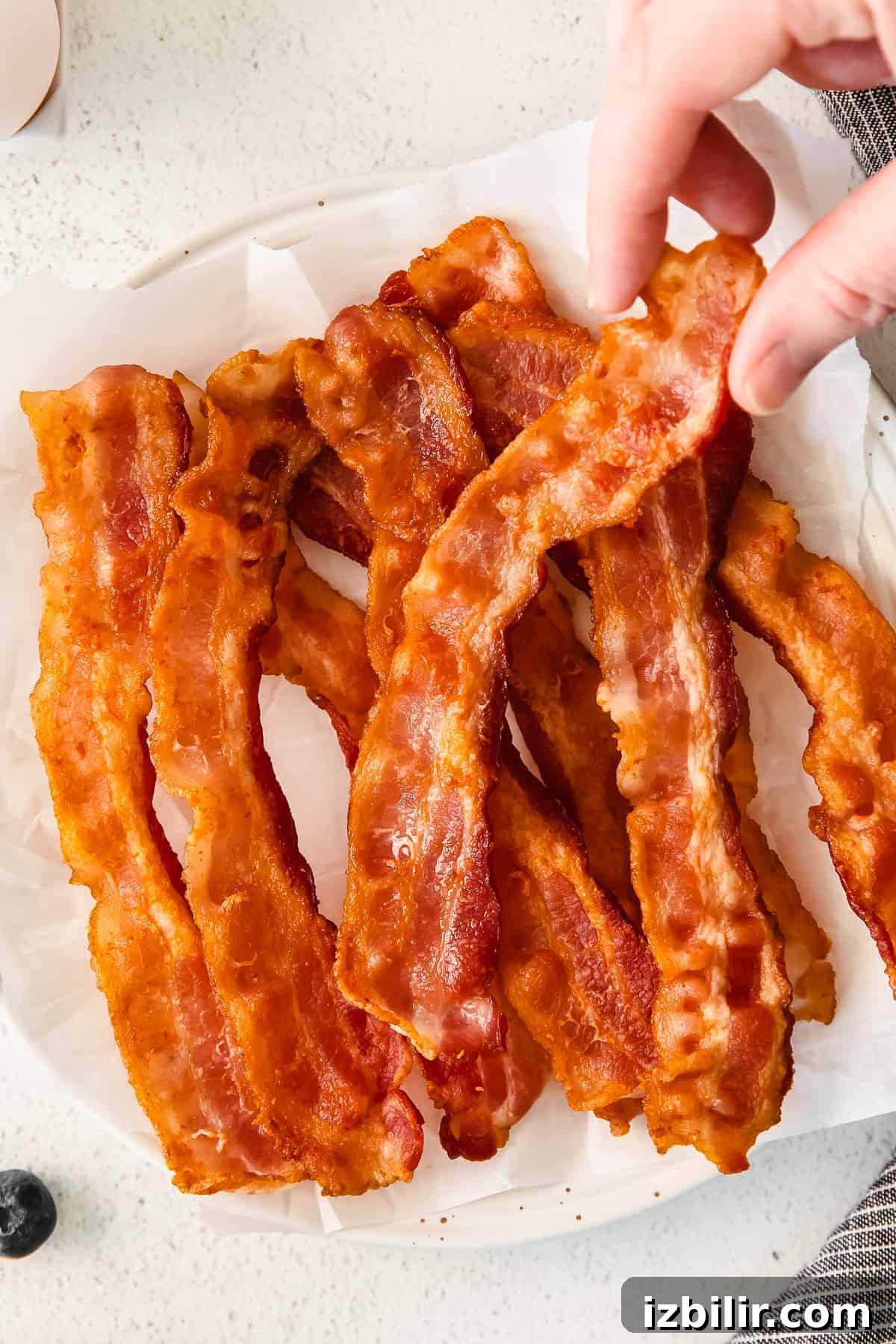 Cooked bacon ready to serve cooked bacon on plate