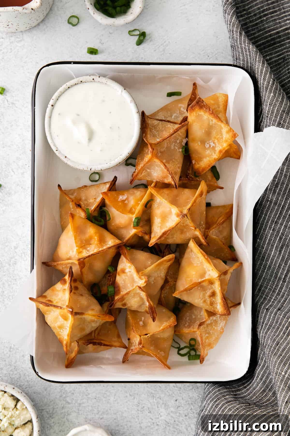Buffalo Chicken Wontons wontons in container