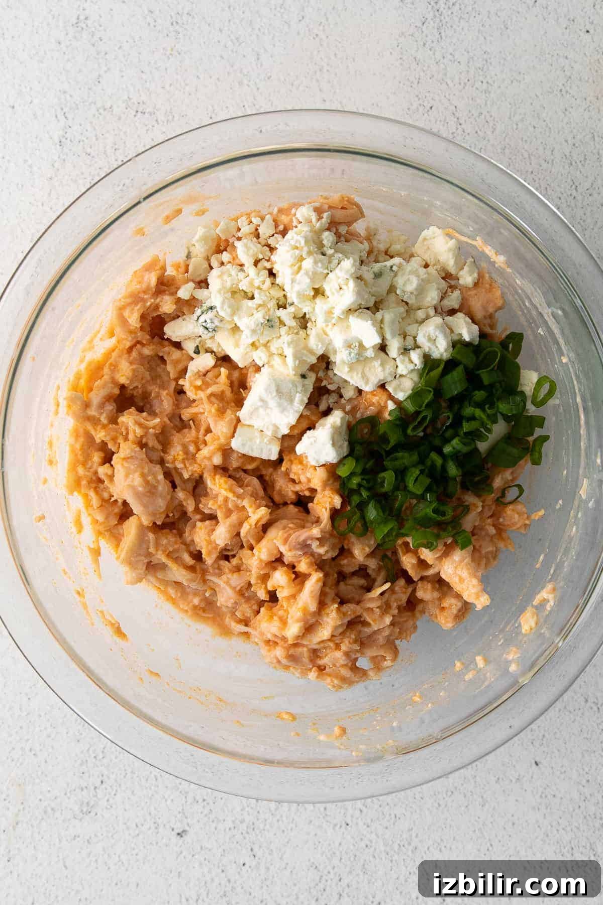 Shredded Buffalo Chicken buffalo chicken in bowl