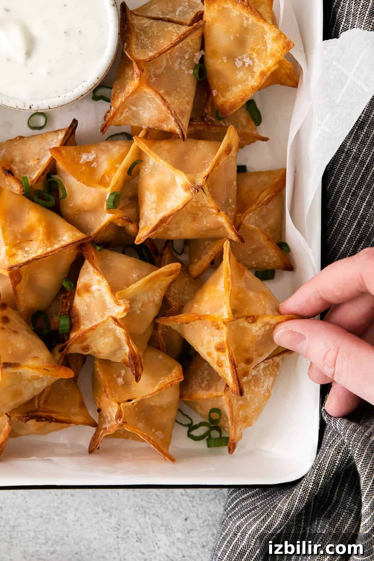 Buffalo Chicken Wontons Ready to Serve buffalo chicken wontons in container