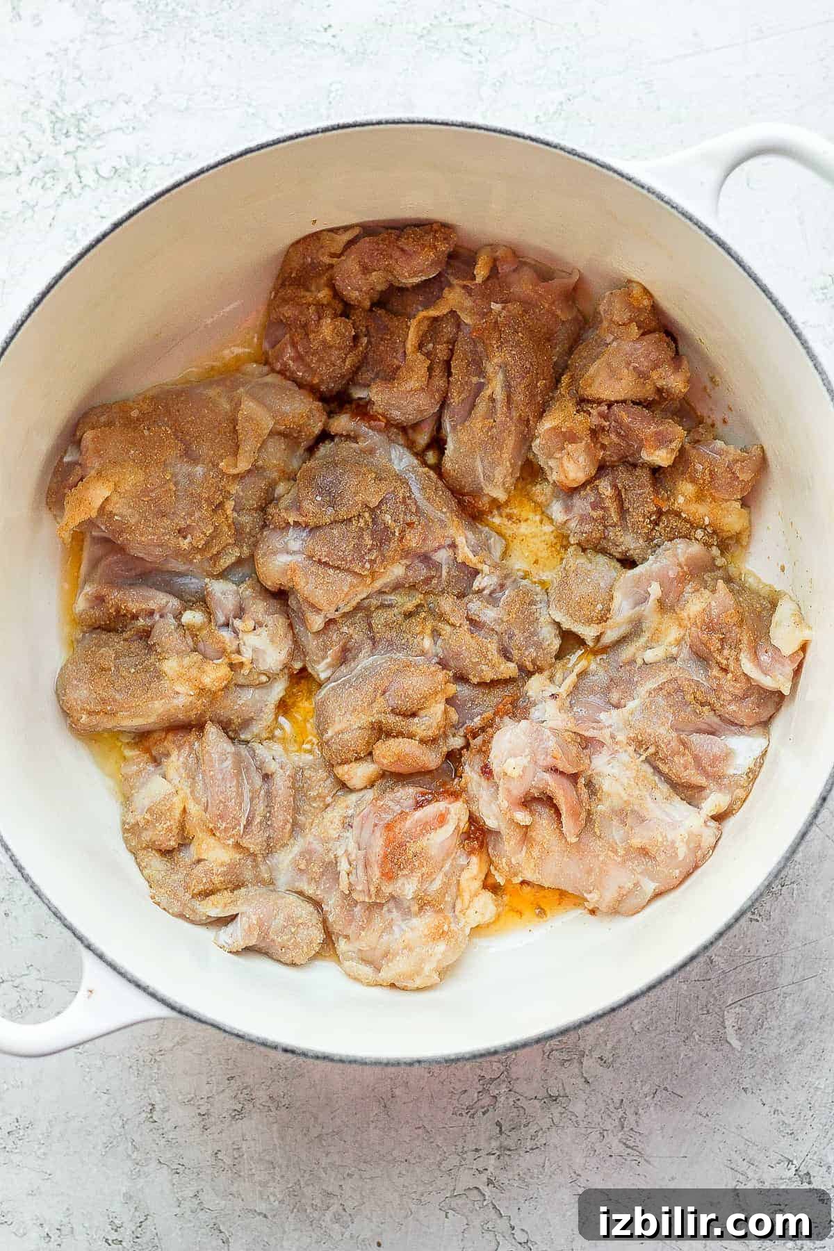 Searing chicken thighs searing chicken thighs in Dutch oven
