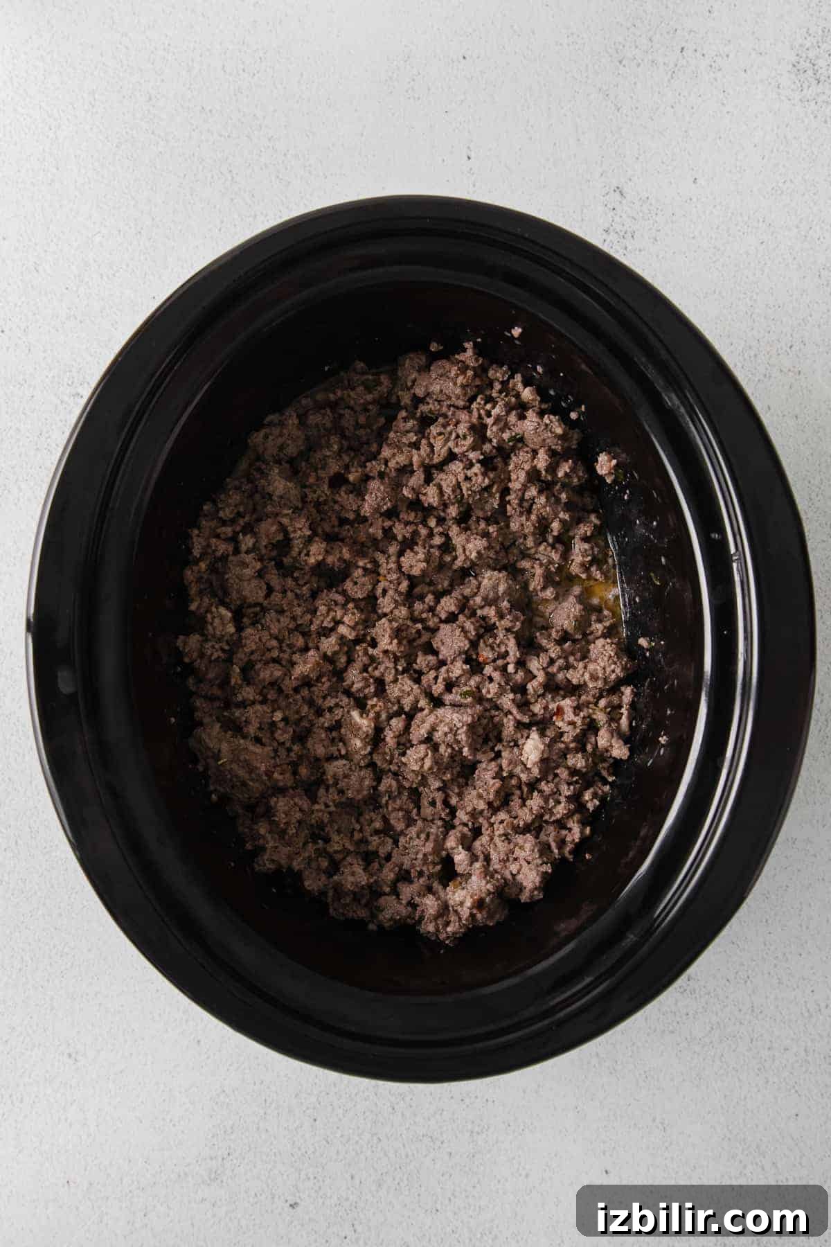ground meat in the slow cooker