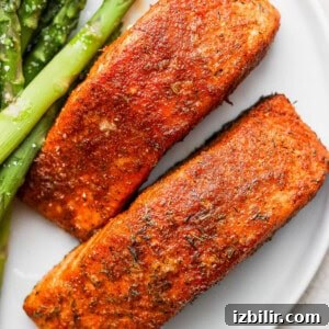 Air fryer salmon ready to enjoy Finished air fryer salmon on a plate