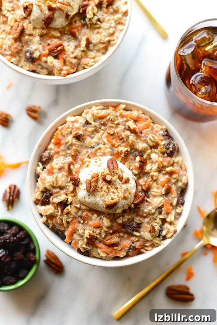 A full serving of veggies at breakfast? SURE WHY NOT! These carrot cake overnight oats will give you just that plus all of the delicious flavors of carrot cake!