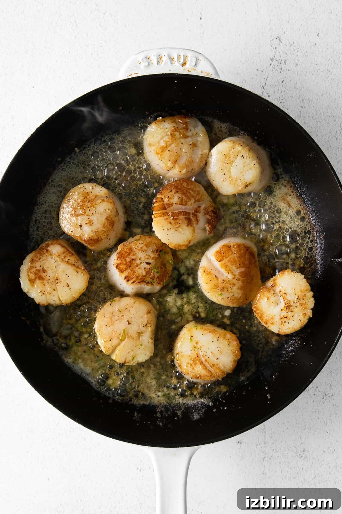 Pan seared scallops in a little butter and lime juice.