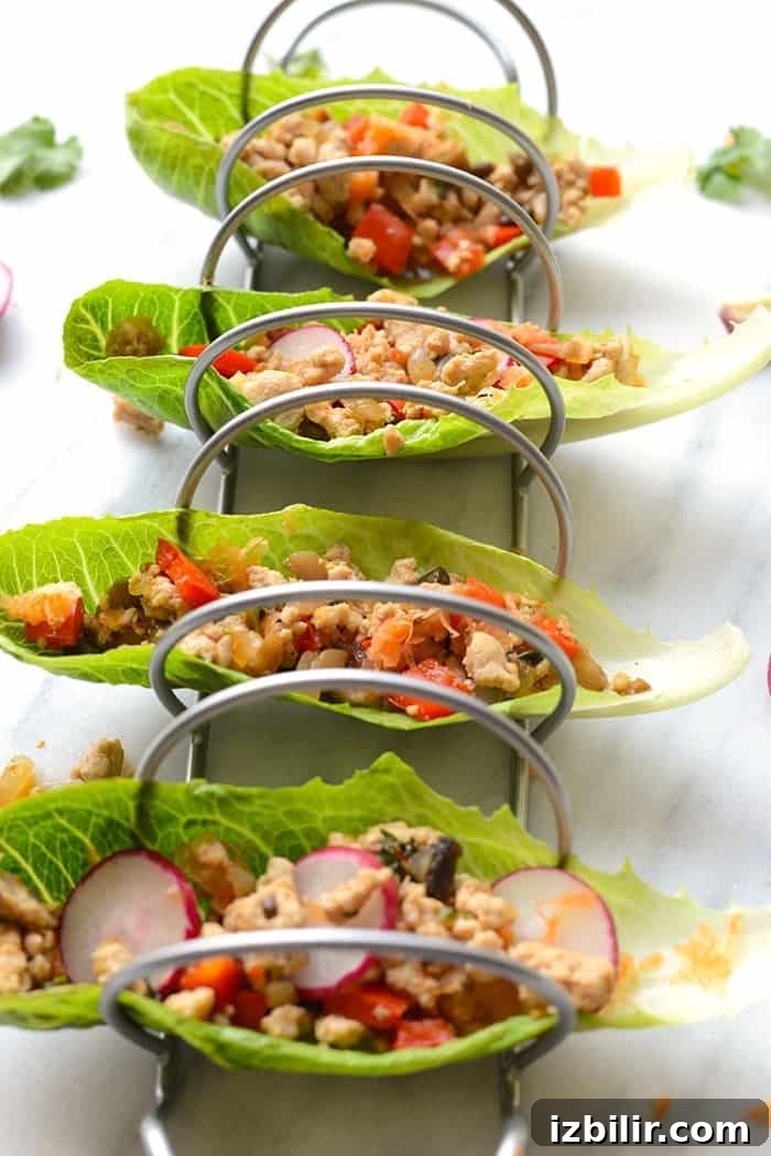 Thai chicken lettuce wraps in taco holder