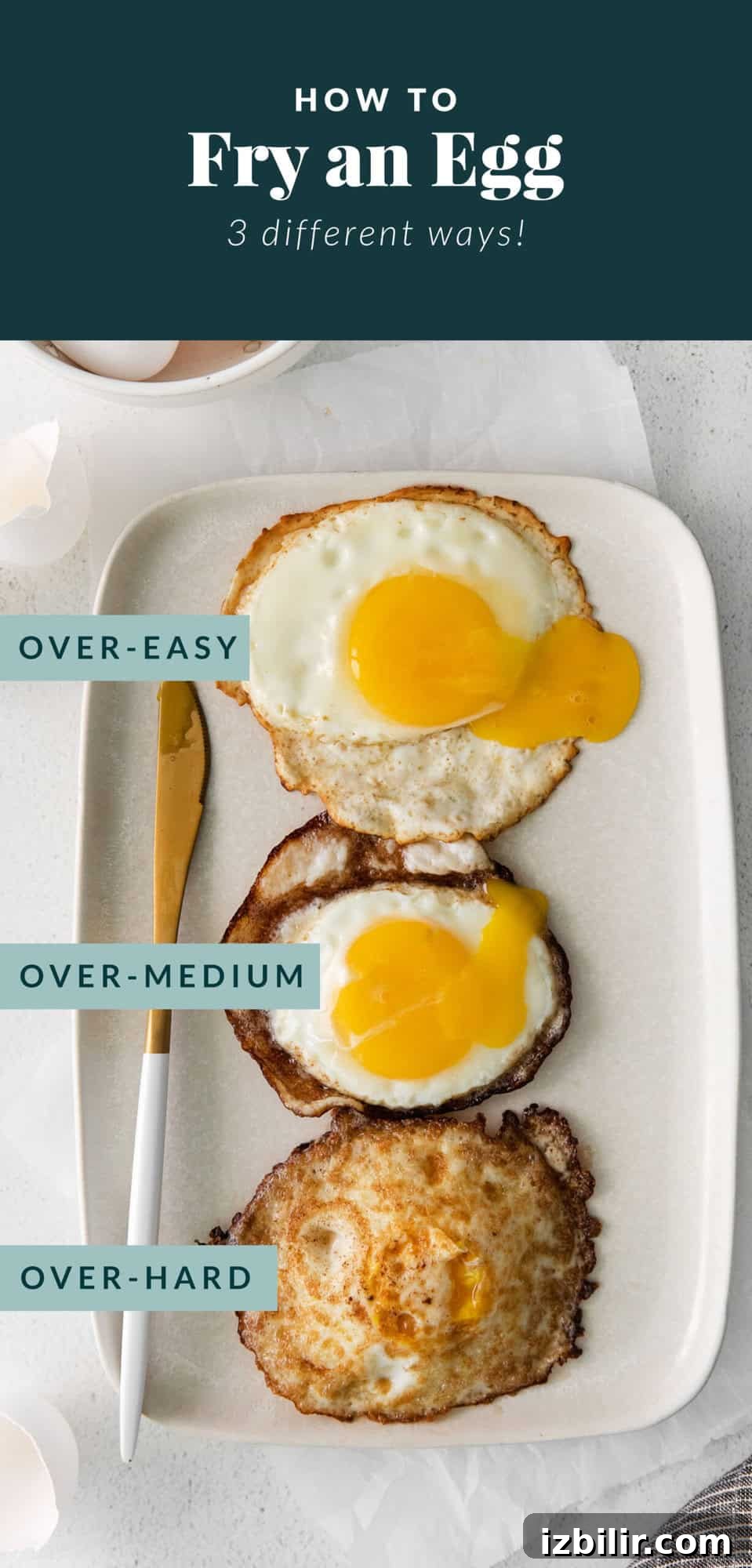 How to Fry an Egg for a Runny Yolk and Crispy Edges 2 An over easy egg, over medium egg, and over hard egg.