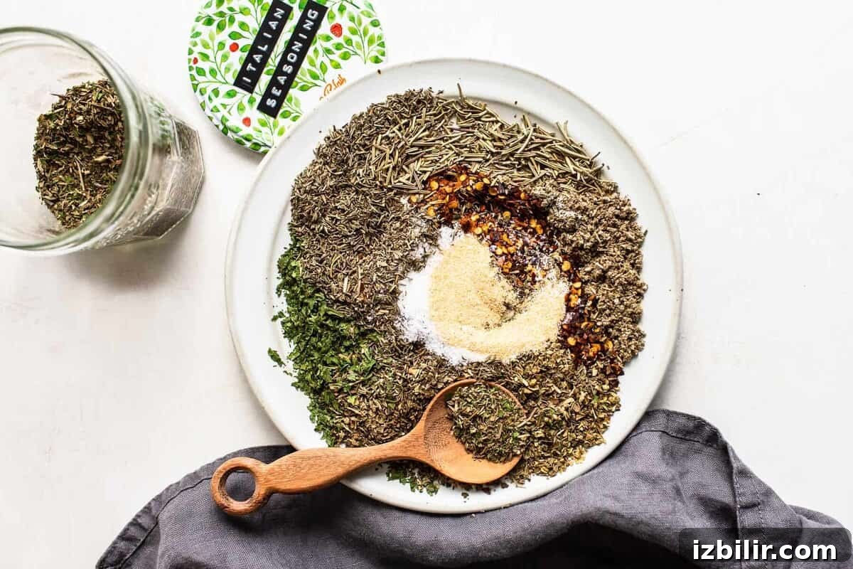 How to Make Homemade Italian Seasoning Mix 2 Italian seasoning on a plate.