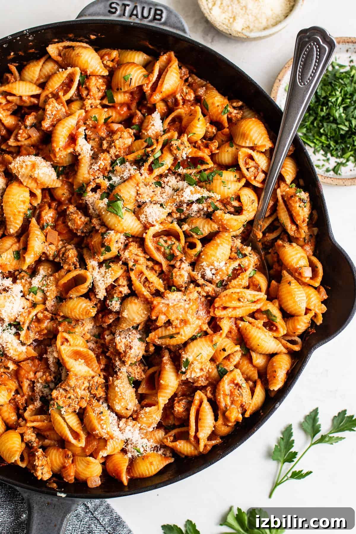 pasta in skillet