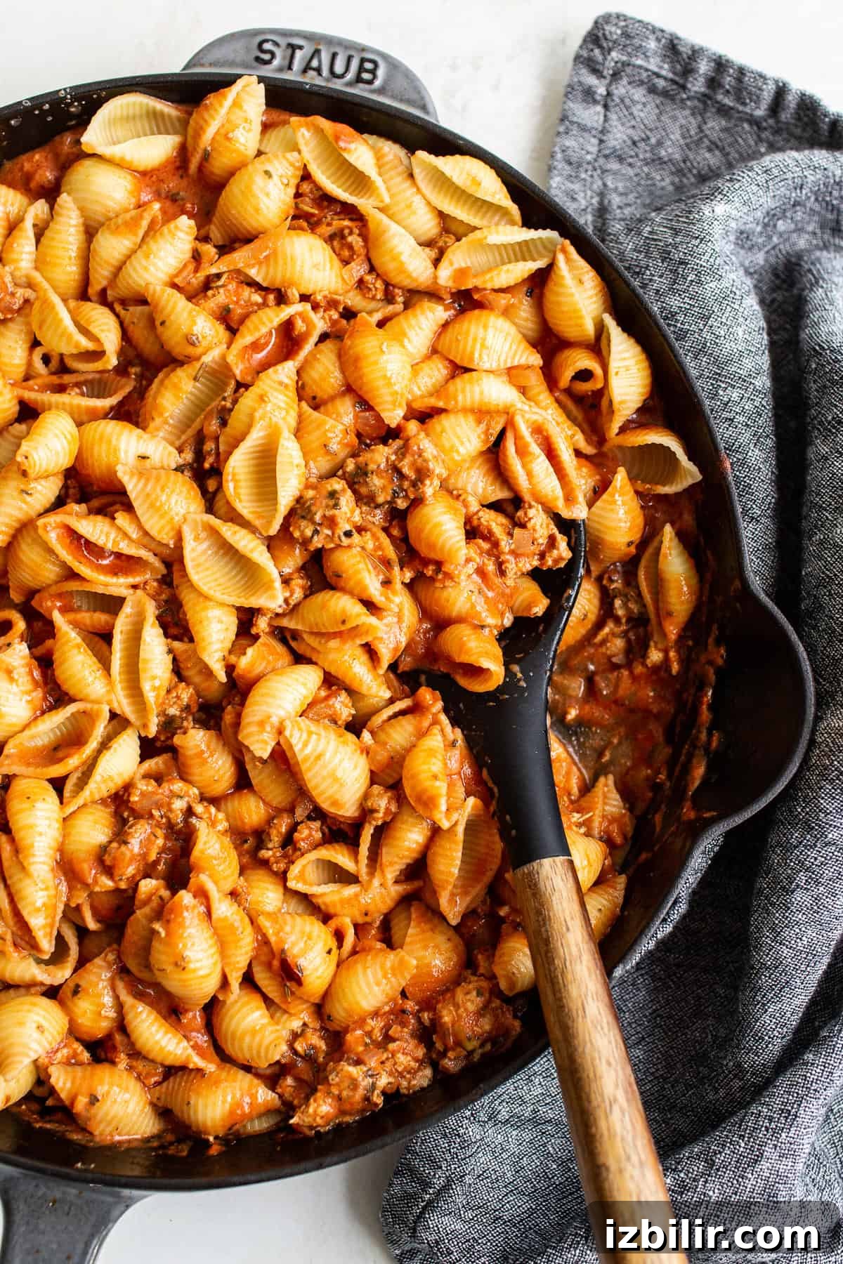 pasta in skillet