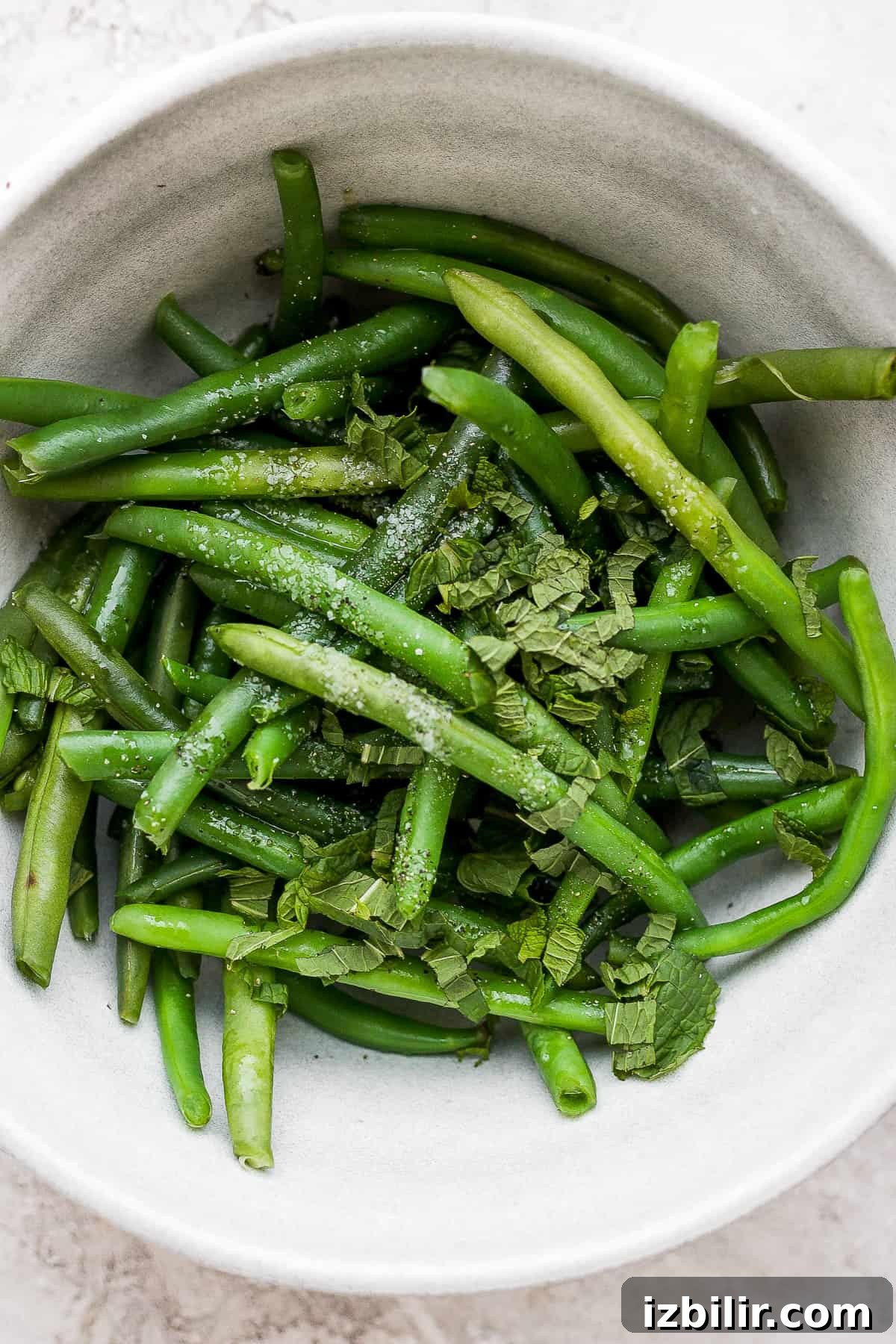 Classic Nicoise Salad Recipe 7 Blanched green beans with fresh mint.