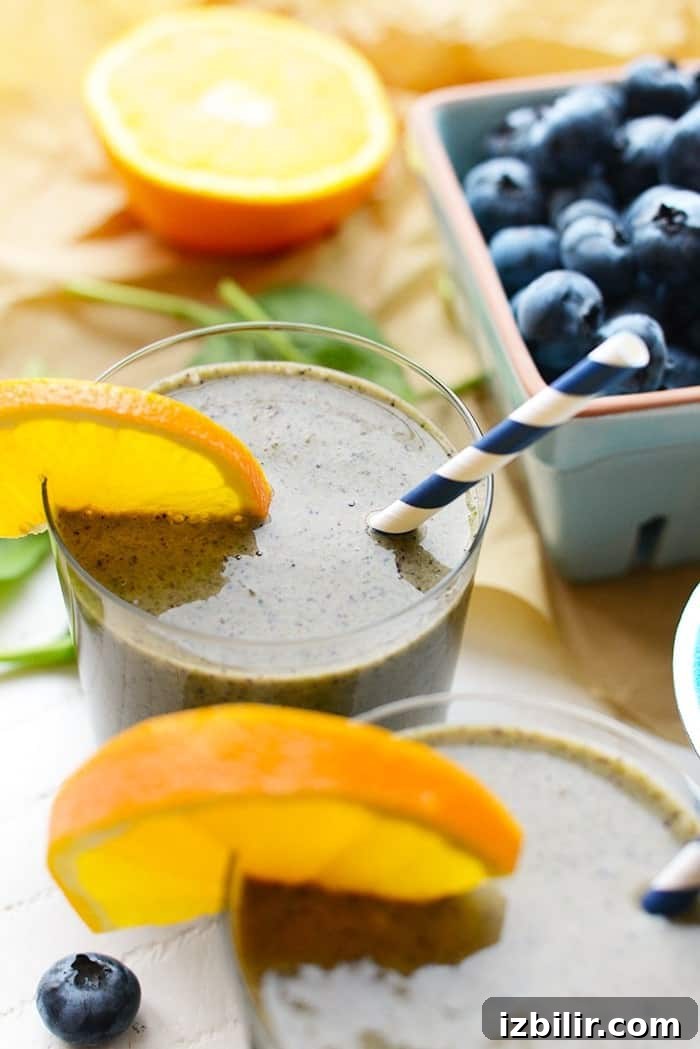 Do you need a boost of vitamins or minerals? This blueberry spinach smoothie is packed with vitamin-c to help boost your immune system and keep your body feelin' good! Vitamin packed smoothies in cup sitting on table