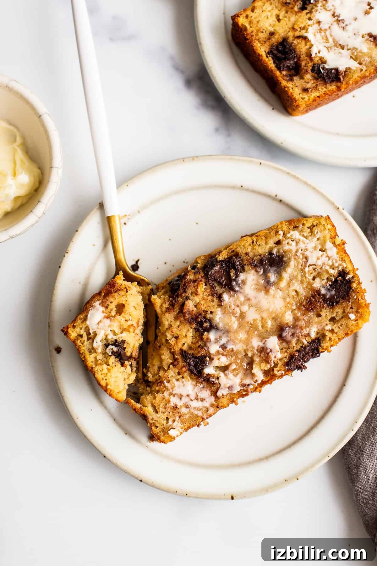 Pancake Banana Bread banana bread on plate