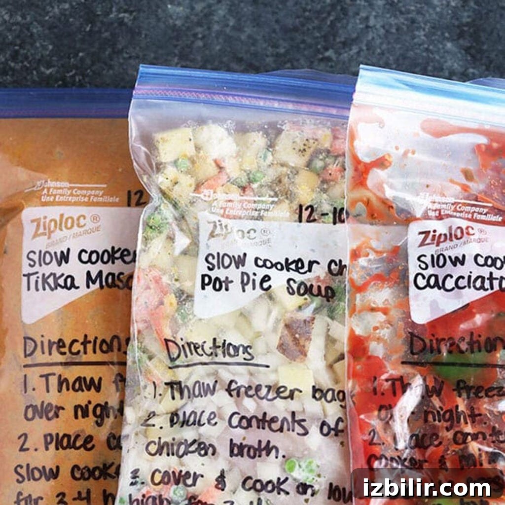 Make-ahead freezer bags are handy for slow cooker dinners. freezer meals in plastic bags.