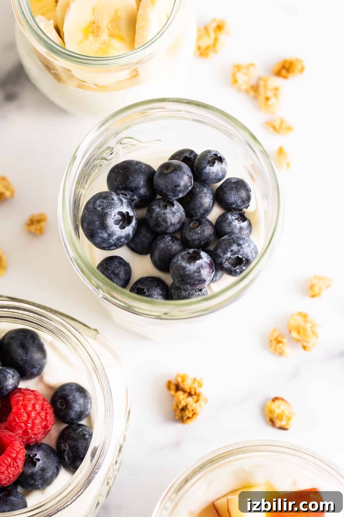 blueberries in a yogurt parfait