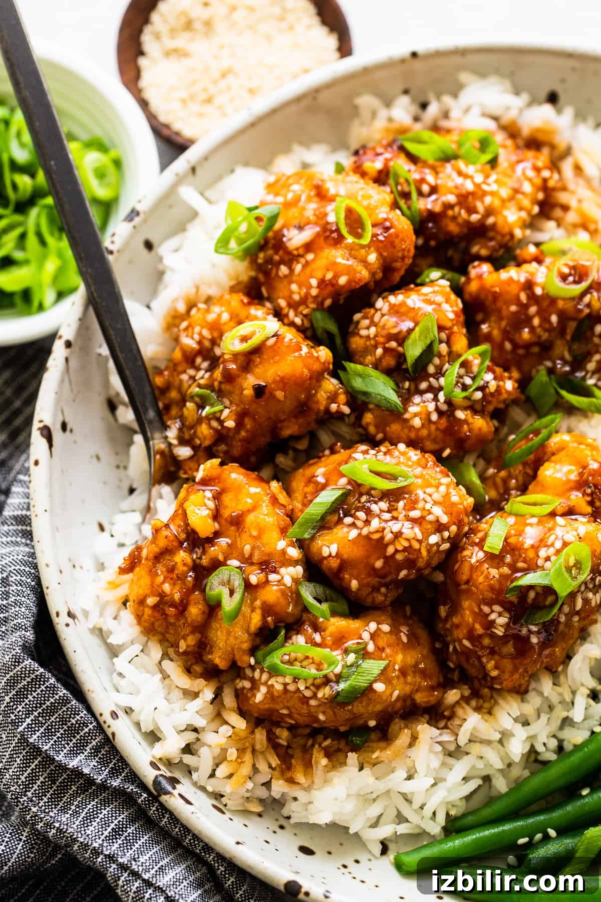Air Fryer Honey Sesame Chicken Air Fryer Honey Sesame Chicken in bowl