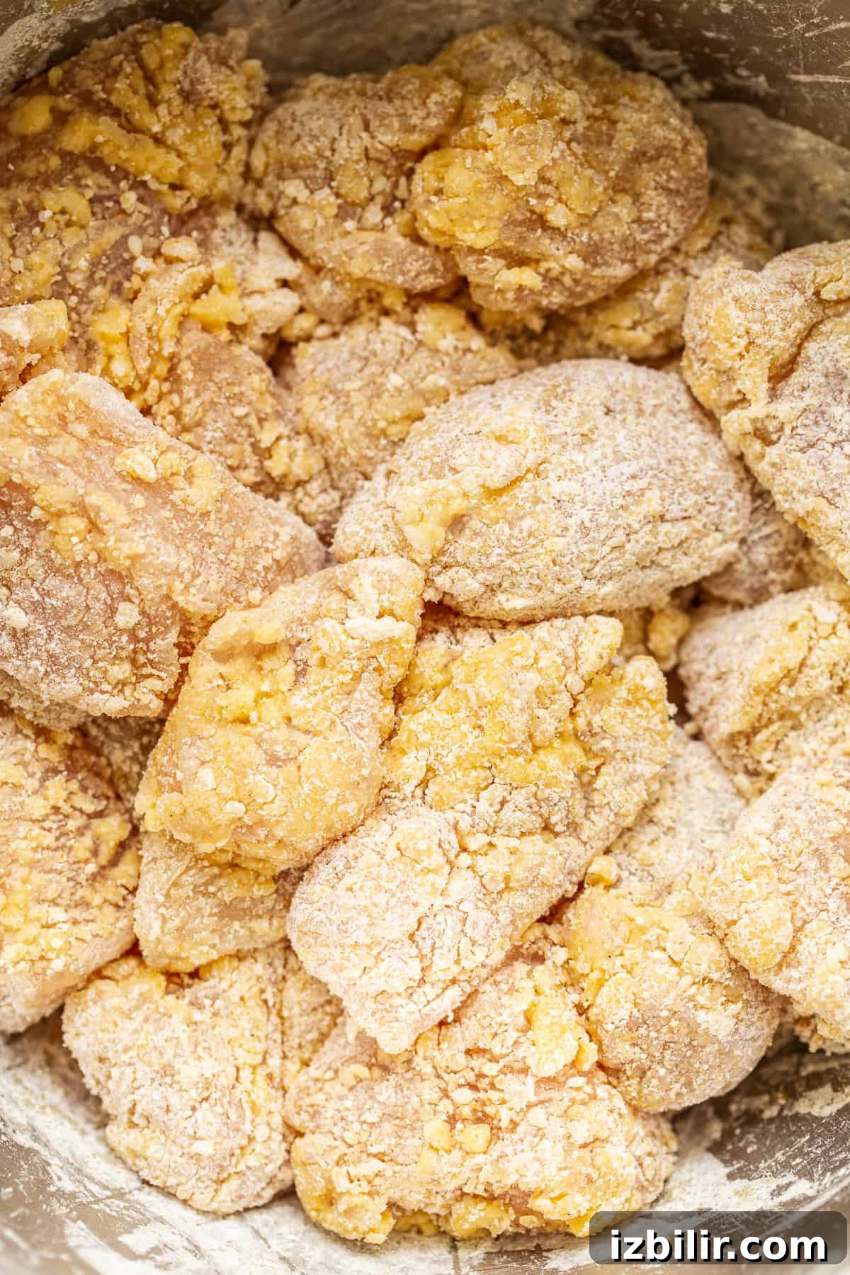 Chicken coated in cornstarch chicken in cornstarch