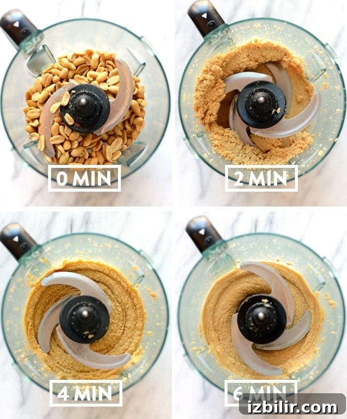 homemade peanut butter in a food processor